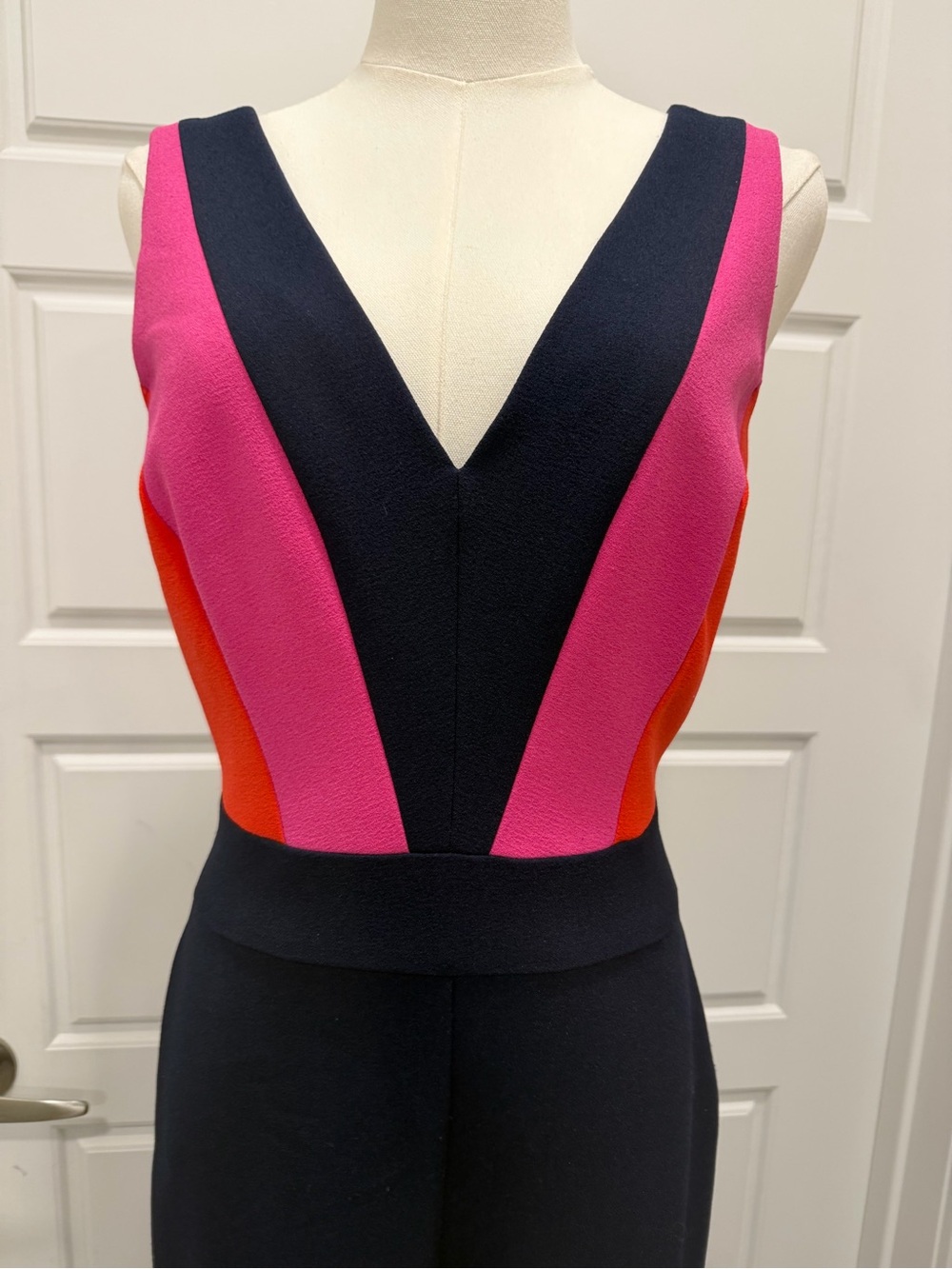 Vince Camuto Navy Wide-Leg Jumpsuit with Pink Colorblock Bodice - Picture 5 of 11